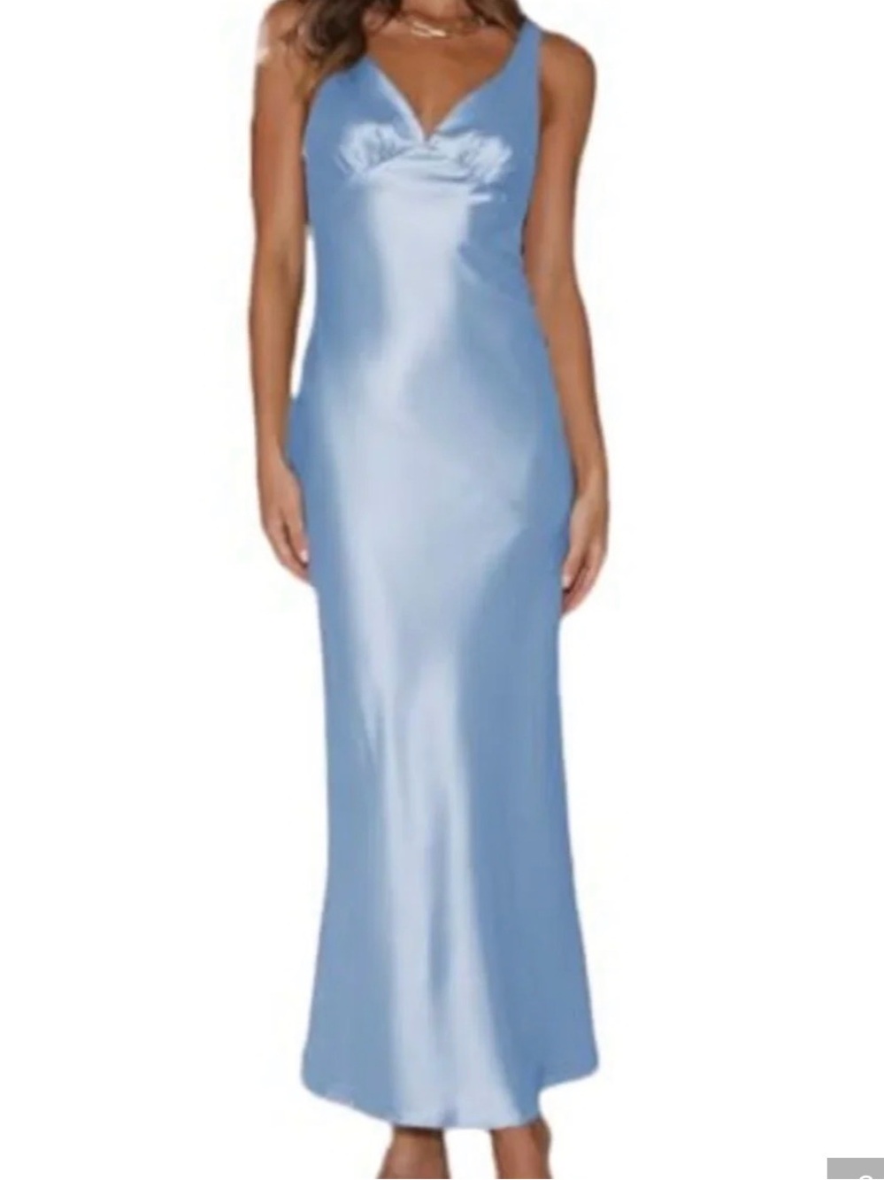 Abercrombie & Fitch Light Blue Satin Slip Maxi Dress